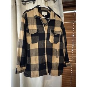 Lucky Brand Plaid Shacket Womens Tan & Black Med.